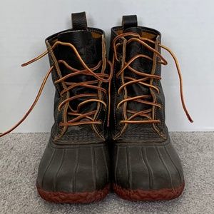 L.L. Bean boots, 8”, Women’s, unlined; Size – 10 Medium; Bison leather/Red sole